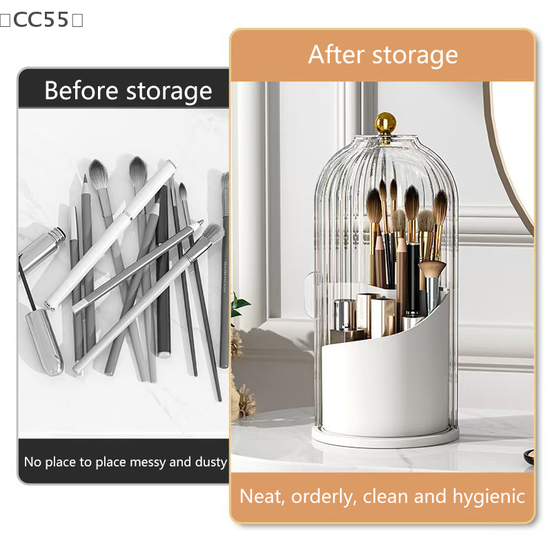 〔CC55〕360° Rotating Makeup Bru - Luxury Skincare Organizer ulasan dan harga