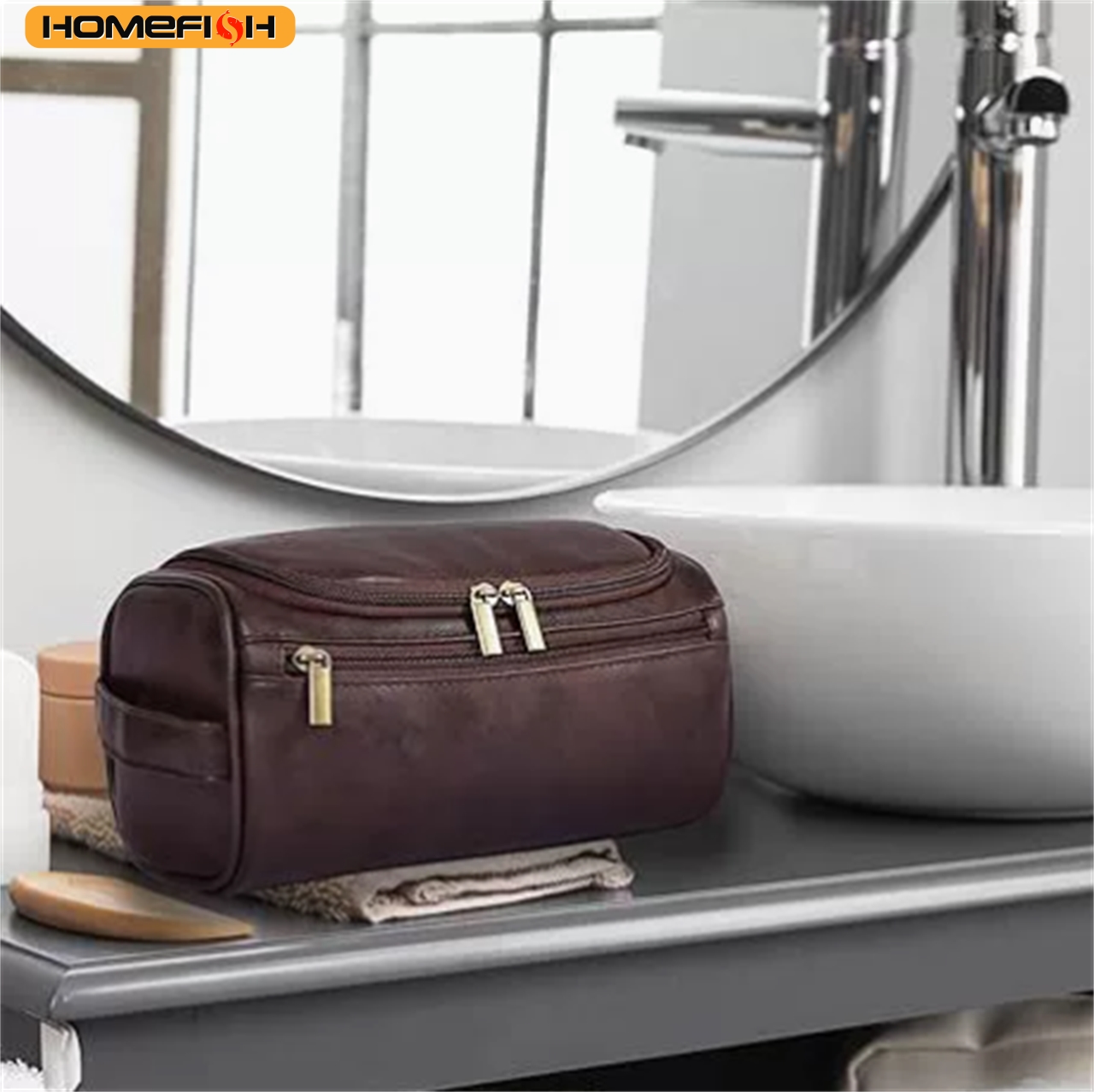HOMEFISH Men PU Vintage Luxury - Luxury Skincare Organizer ulasan dan harga