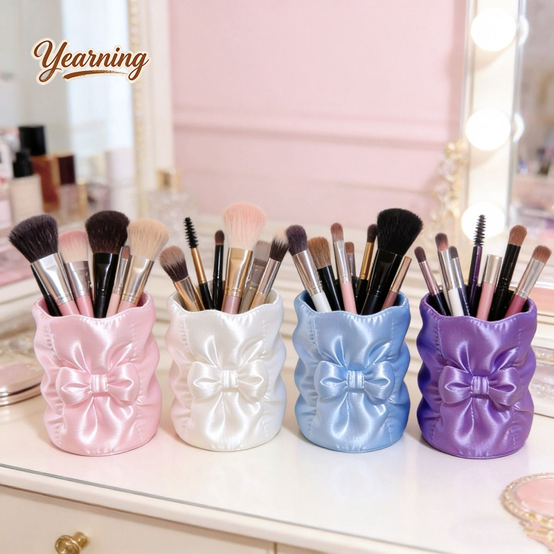 Luxury Round Bow Silk Makeup B - Luxury Skincare Organizer ulasan dan harga