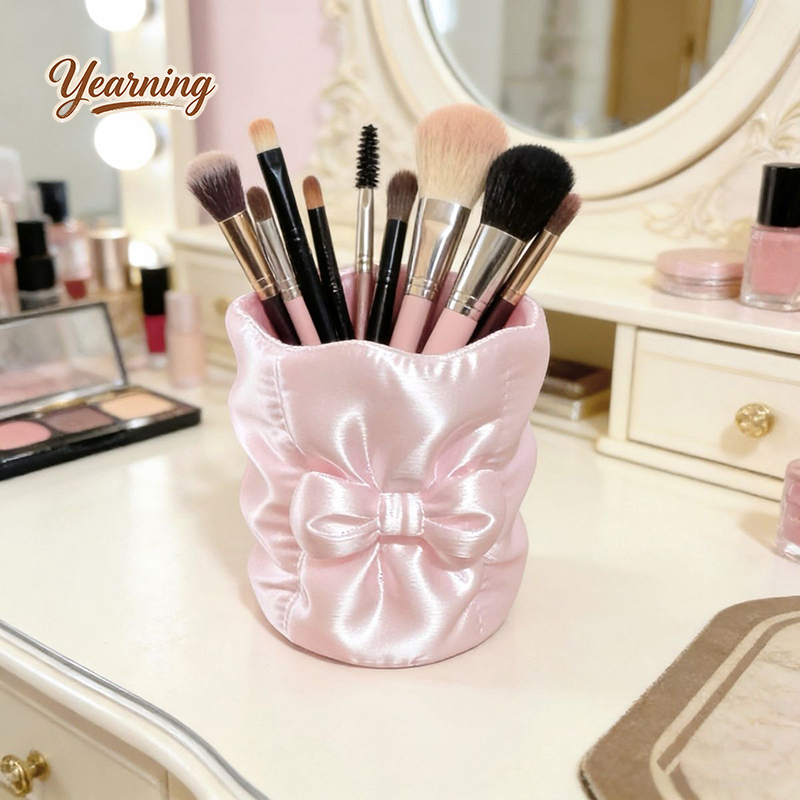Luxury Round Bow Silk Makeup B - Luxury Skincare Organizer ulasan dan harga